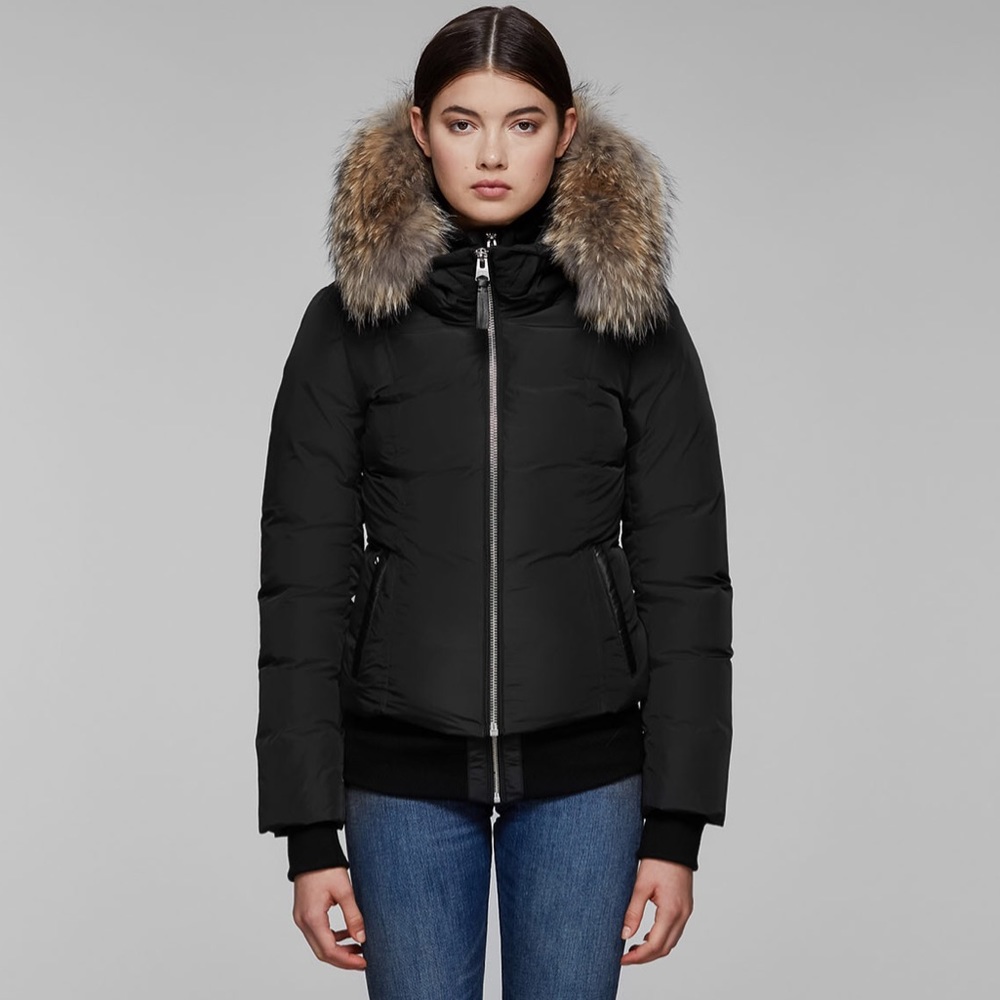 Mackage romane bomber jacket with raccoon fur